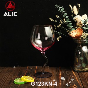 New style Lead Free Hand Blown Distorted Stem Gin Balloon Wine Glass Goblet 520ml G123KN-4