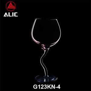 New style Lead Free Hand Blown Distorted Stem Gin Balloon Wine Glass Goblet 520ml G123KN-4