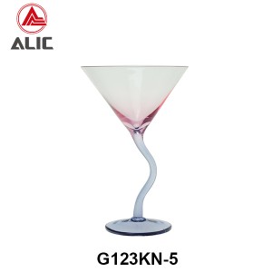 New style Lead Free Hand Blown Distorted Stem Martini Glass Cocktail Goblet 200ml G123KN-5