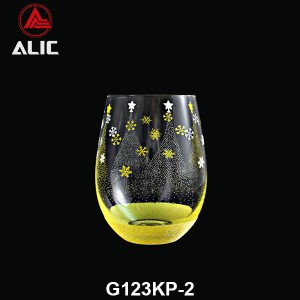 New Christmas style Hand Blown Stemless Wine Glass 480ml G123KP-2 for gift and party