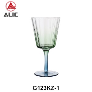 Newest High Quality Ribbed Glass Wine Goblet in Blue and Green color G123KZ-1