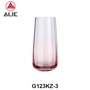Newest High Quality Ribbed Glass Tumbler in Pink and Grey color G123KZ-3