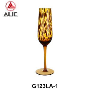 Amber Tortoise Shell Exotic Leopard Spotted Hand Blown Wine Glasses Set – Flute G123LA-1