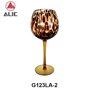 Amber Tortoise Shell Exotic Leopard Spotted Hand Blown Wine Glasses Set – Gin Balloon Wine G123LA-2