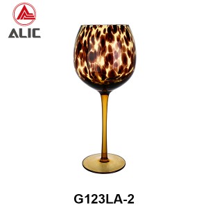 Amber Tortoise Shell Exotic Leopard Spotted Hand Blown Wine Glasses Set – Gin Balloon Wine G123LA-2