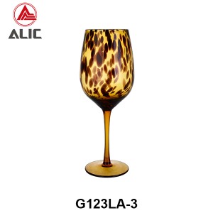 Amber Tortoise Shell Exotic Leopard Spotted Hand Blown Wine Glasses Set – Red Wine G123LA-3