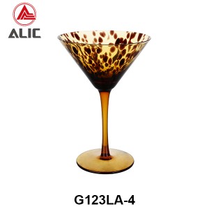 Amber Tortoise Shell Exotic Leopard Spotted Hand Blown Glasses Set – Martini Cocktail G123LA-4