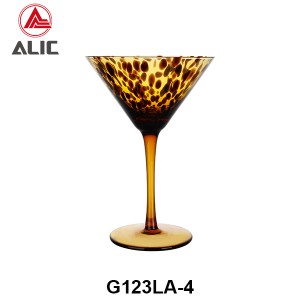 Amber Tortoise Shell Exotic Leopard Spotted Hand Blown Glasses Set – Martini Cocktail G123LA-4