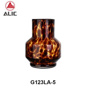 Amber Tortoise Shell Exotic Leopard Spotted Hand Blown Glasses Set – Vase G123LA-5