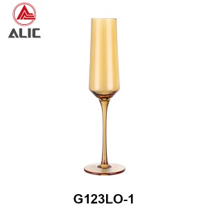 Handmade Flute Glass in topaz color G123LO-1