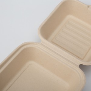 6 Inch ECO-Friendly pulp mould takeaway packaging disposable sugarcane bagasse burger box biodegradable