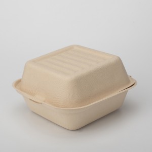 6 Inch ECO-Friendly pulp mould takeaway packaging disposable sugarcane bagasse burger box biodegradable