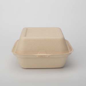 6 Inch ECO-Friendly pulp mould takeaway packaging disposable sugarcane bagasse burger box biodegradable
