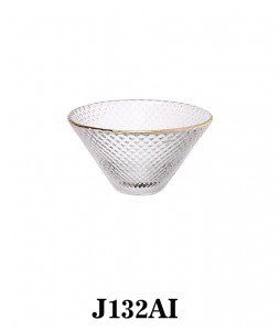 Handmade Traditional Popular Design Glass Sauce Cup Portion Cup Canape Bowl J132AI with gold brim