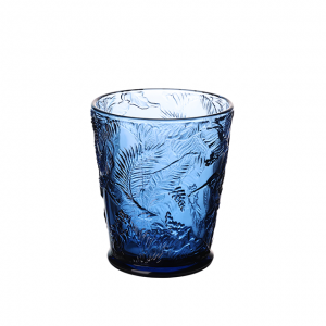 Fashion carved colored glass special pattern tumbler blue colored glass blue glasses JR2037-1B