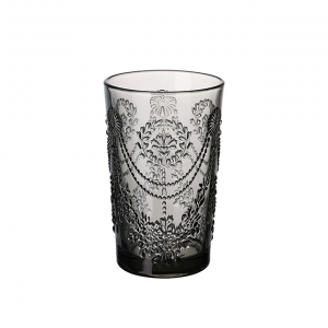 Fashion carved colored glass face tumbler grey color heigh tumbler JR2039-2HT