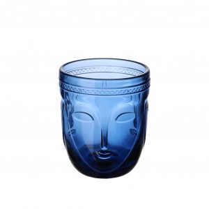 Fashion Easter colored glass face tumbler deep blue colored glass JR2044-1B