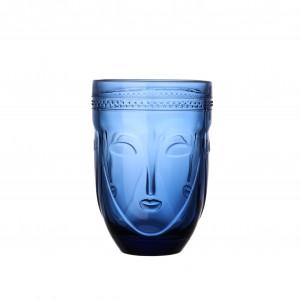 Fashion Easter colored glass face tumbler deep blue color JR2044-2B