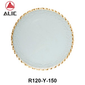 Handmade Hot Bending Glass Platter Glass Dessert/Cake/Snack/Pastry/Fruit Plate in clear color with gold rim for Table Party or Rental R120-Y-150