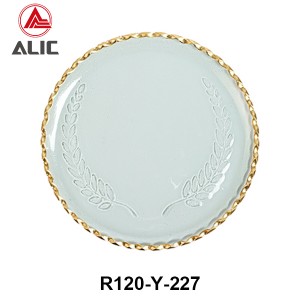 Handmade Hot Bending Glass Platter Glass Dessert/Cake/Snack/Pastry/Fruit Plate in clear color with gold rim for Table Party or Rental R120-Y-227