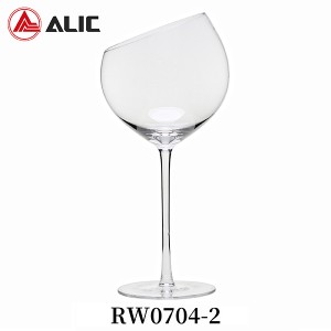 Lead Free Hand Blown Balloon Wine Glass Goblet with oblique mouth 450ml RW0704-2