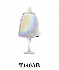 Handmade Luxury Small Optic Cake Stand with High Dome in iridescent color T140AB for table/party/events
