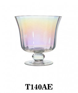 Handmade Luxury Optic Trifle Bowl in iridescent color T140AE for table/party/events
