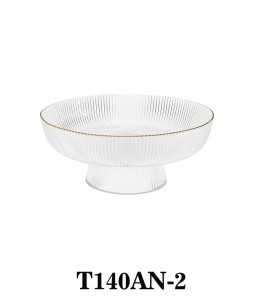 Handmade Luxury Clear Glass Cake Stand with Pedestal with Gold Rim T140AN for table/party/events