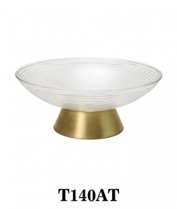 Handmade Luxury Clear Glass Cake Stand with Metal Pedestal T140AT for table/party/events