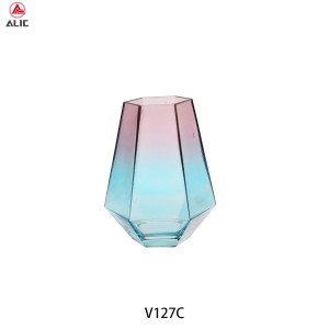 Hot Sale New Art Design Spray Color Flower Glass Wholesale Glass Vase  V127C