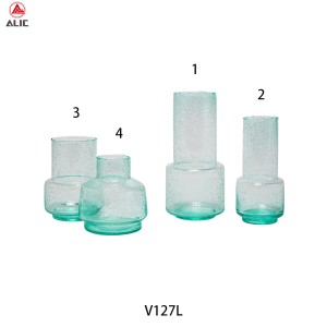 Handmade Vase with nature mint color glass in Lantern Shape V127L