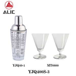 GLASS COCKTAIL SHAKER AND MARTINI GLASS Item No. YJQ400S-3