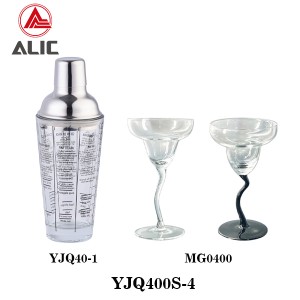 GLASS COCKTAIL SHAKER AND MARGARITA GLASS Item No. YJQ400S-4