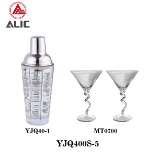 GLASS COCKTAIL SHAKER AND MARTINI GLASS Item No. YJQ400S-5