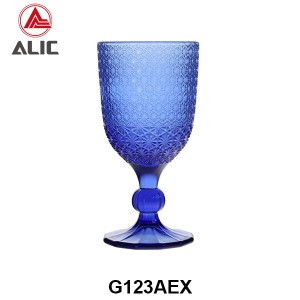 High Quality Patterned Glass Wine Goblet in various colors G123AEX