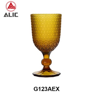 High Quality Patterned Glass Wine Goblet in various colors G123AEX