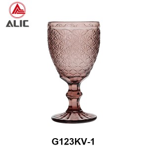 High Quality Patterned Glass Wine Goblet in various colors G123KV-1