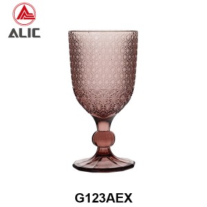 High Quality Patterned Glass Wine Goblet in various colors G123AEX