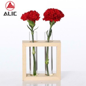 Wooden Vase Test Tube Vase Glass Plant Terrarium With Wooden Stand Wooden Vase Holder