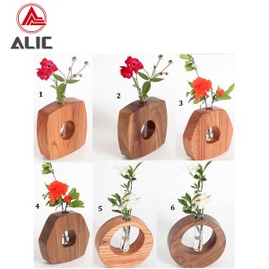 Wooden Vase Test Tube Vase Glass Plant Terrarium With Wooden Stand Wooden Vase Holder